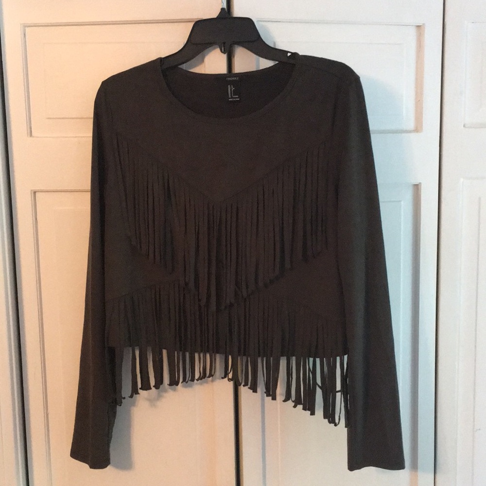 Forever 21 Fringe Suede Top